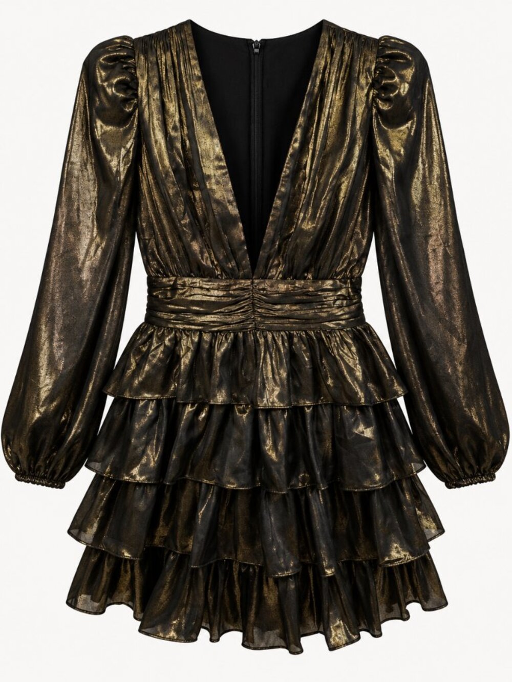 Charles Henry Metallic Bronze Ruffle Mini Dress Nordstrom NYE Party M NWT